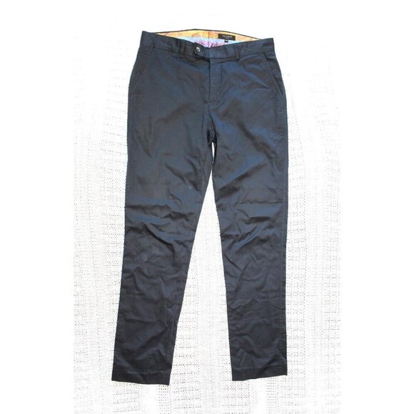 Ted Baker Men's Dress Pants Navy Blue Size 32R Straight Leg Flat front cotton - Picture 1 of 9